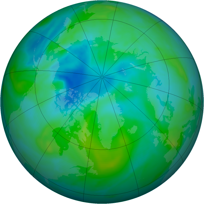 Arctic ozone map for 20 August 2005